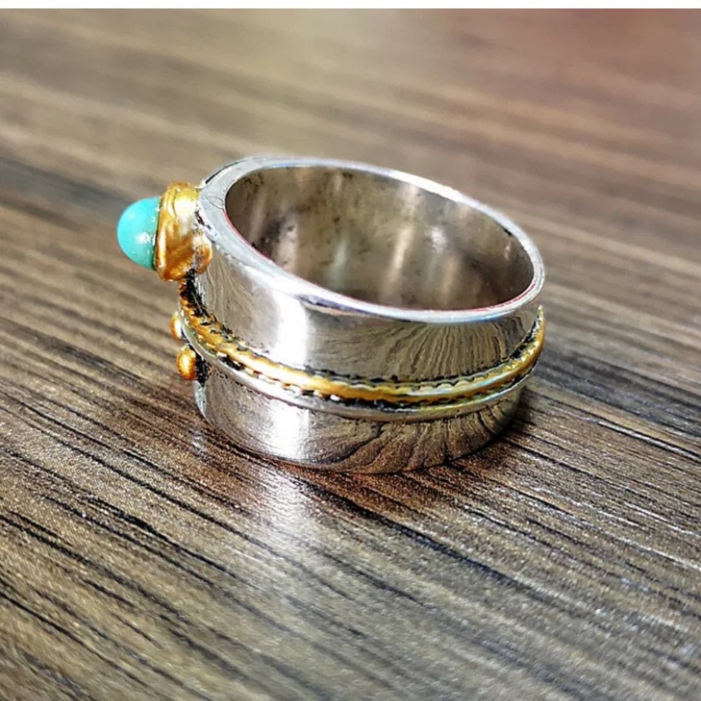 HANDMADE 925 SILVER TURQUOISE RING SIZE 7 - Picture 4 of 9